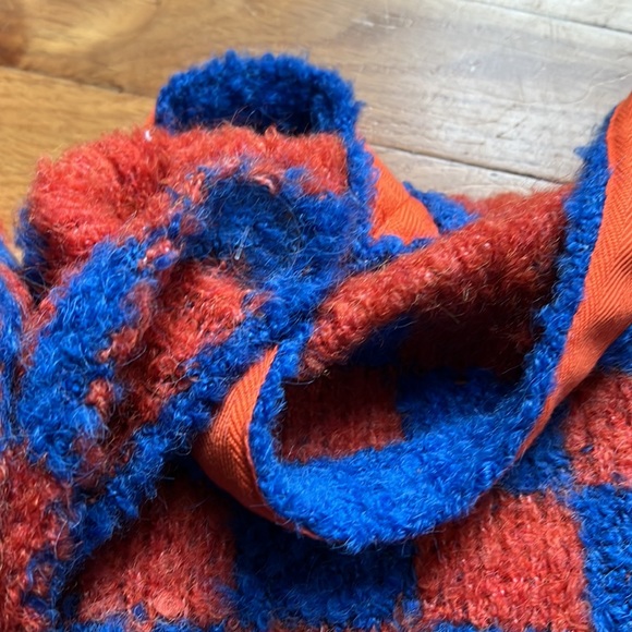 NWOT Free People Checkers Carry On Scarf Set - Cobalt/Orange Combo - Picture 5 of 7